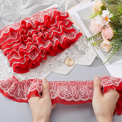 10 Yards Polyester Lace Ribbon OCOR-GF0006-25A-1