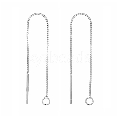 Anti-Tarnish Rhodium Plated 925 Sterling Silver Ear Stud Findings STER-G022-04P-1