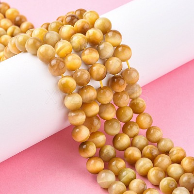 Natural Gold Tiger Eye Beads Strands G-G212-8mm-18-1