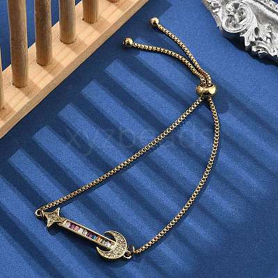 Brass Micro Pave Cubic Zirconia Slider Bracelets BJEW-S163-01A-G-1