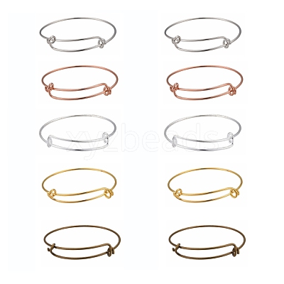10Pcs 5 Color Adjustable Brass Expandable Bangle Making BJEW-LS0001-02-1