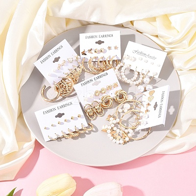 6Sets 6 Styles Alloy & Rhinestone Earring Sets for Women EJEW-FS0001-26-1