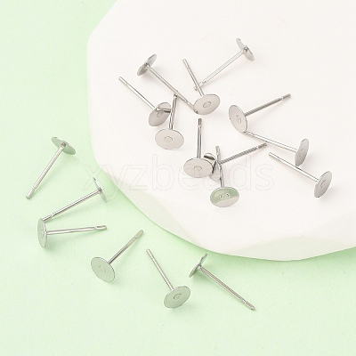 Tarnish Resistant 304 Stainless Steel Flat Round Blank Peg Stud Earring Findings X-STAS-S028-23-1