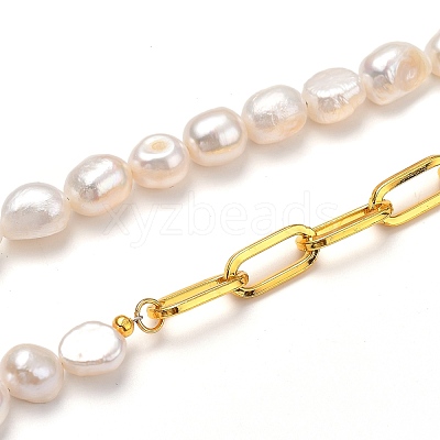 Natural Baroque Pearl Keshi Pearl Beaded Necklaces NJEW-JN02905-1
