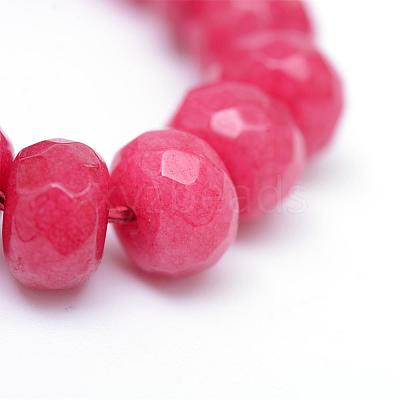 Faceted Rondelle Dyed Natural White Jade Bead Strands G-R343-6x8-17-1