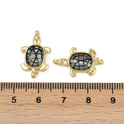Brass Pave Natural Paua Shell Tortoise Connector Charms KK-C093-21G-1