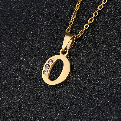 201 Stainless Steel Crystal Rhinestone Initial Pendant Necklaces FS-WG3A711-15-1