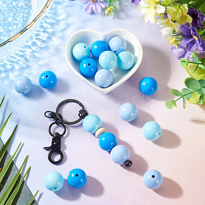 15Pcs 3 Colors Opaque Acrylic Beads MACR-TADJ0001-11-1