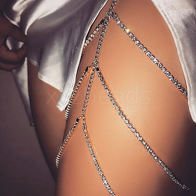 Alloy Rhinestone Sexy Multilayer Tassel Leg Chain WG728BB-02-1