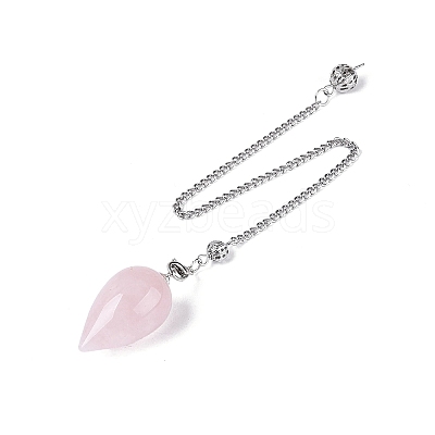 Natural Rose Quartz Dowsing Pendulum Pendants AJEW-N005-02C-1