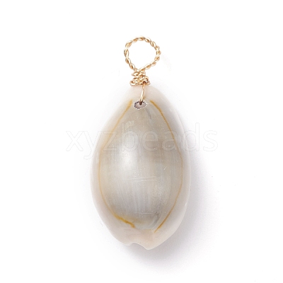 Natural Cowrie Shell Dyed Pendants PALLOY-JF01206-1