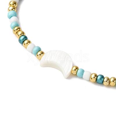 Natural Freshwater Shell & Glass Seed Beads Braided Bead Bracelets for Women BJEW-JB12362-01-1