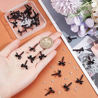 40Pcs Bowknot Alloy Stud Earring Findings FIND-SP0001-16EB-1