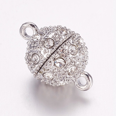 Alloy Rhinestone Magnetic Clasps with Loops BSAHH050-1