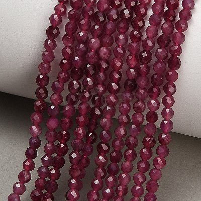 Natural Red Tourmaline Beads Strands GG-CBA77FB-B01-3mm-A-1
