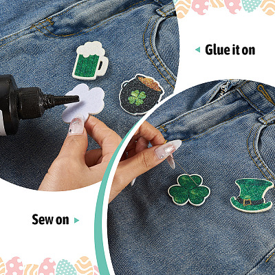 40Pcs 8 Styles Saint Patrick's Day Cloth Polyester Embroider Sew On Patches PATC-TA0001-60-1