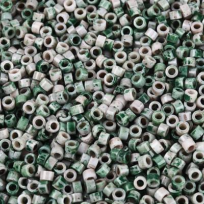 Opaque Picasso Cylinder Glass Beads SEED-Q039-06A-18-1