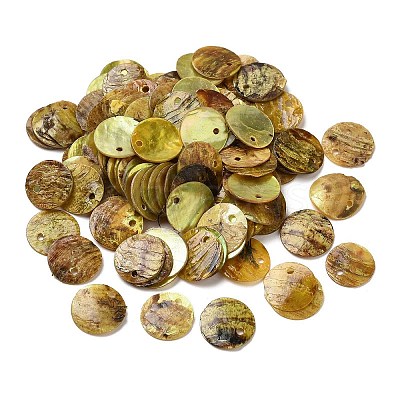 Spray Painted Natural Akoya Shell Charms SHEL-F007-15A-04-1