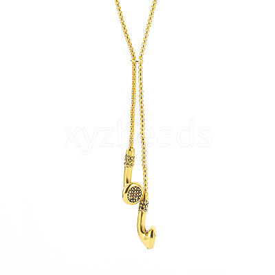Hip Hop Alloy Earphone Pendant Necklaces for Men Women WG4D617-01-1
