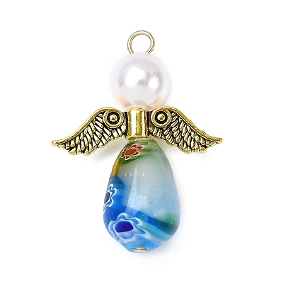 Handmade Millefiori Glass Pendants PALLOY-JF04573-02-1