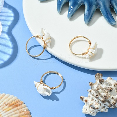 Natural Spiral Shell Finger Rings RJEW-TA00167-1