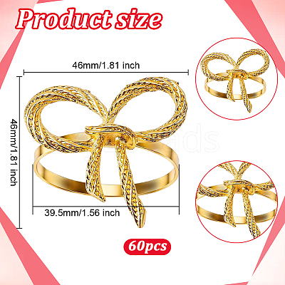 60Pcs Bowknot Alloy Napkin Rings AJEW-DR0002-68-1