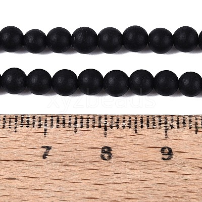 Natural Black Stone Bead Strands G-R193-01-6mm-1