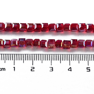 Electroplate Glass Beads Strands X-EGLA-R030-4x4mm-04-1