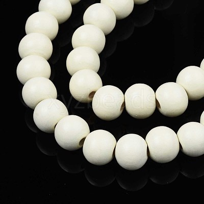 Painted Natural Wood Beads Strands WOOD-S053-54N-1