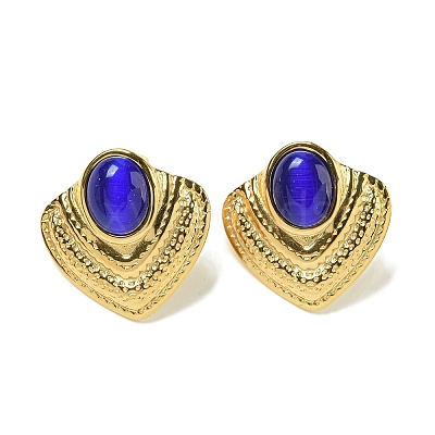 Cat Eye Stud Earrings EJEW-G400-60G-01-1