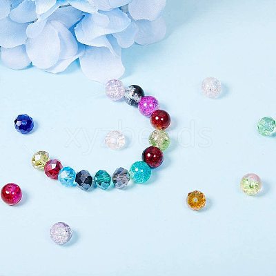 Spray Painted Crackle/Electroplate Glass Beads GLAA-PH0007-42-1