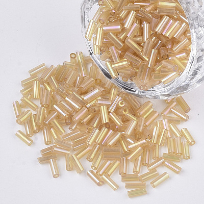 AB Color Plated Glass Bugle Beads SEED-R011-162B-1