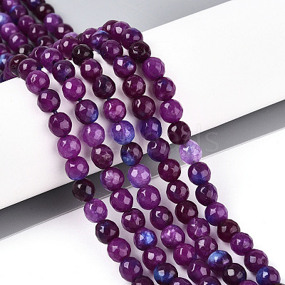 Dyed Natural White Jade Beads Strands X-G-T139-6mm-60-15-1