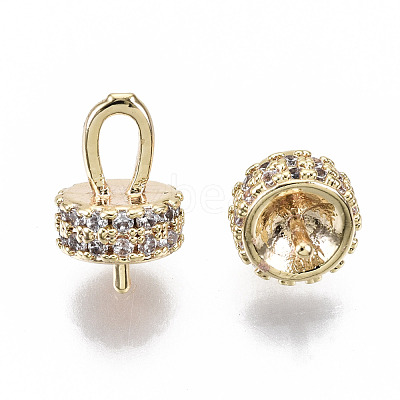 Brass Micro Pave Cubic Zirconia Peg Bails Pendants KK-N231-166-NF-1