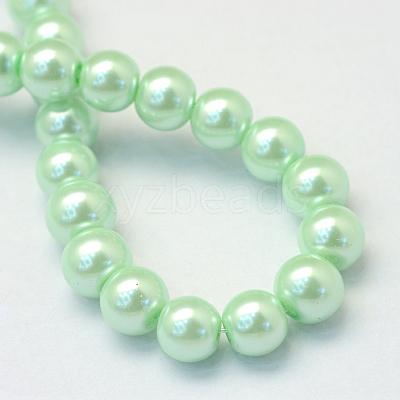 Baking Paint Pearlized Glass Pearl Round Bead Strands X-HY-Q330-8mm-04-1