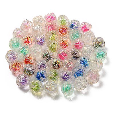 UV Plating Rainbow Iridescent Acrylic Beads X-OACR-P010-20-1