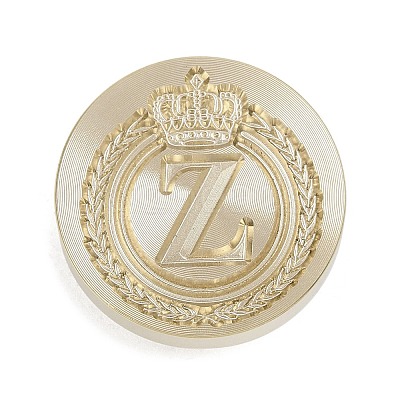 Golden Tone Crown Initial Wax Seal Brass Stamp Heads AJEW-A065-01Z-1