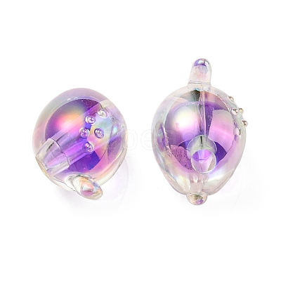 UV Plating Rainbow Iridescent Acrylic Beads OACR-F004-07A-1