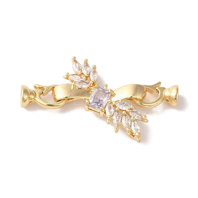 Brass Micro Pave Cubic Zirconia Fold Over Clasps KK-B098-09G-03-1