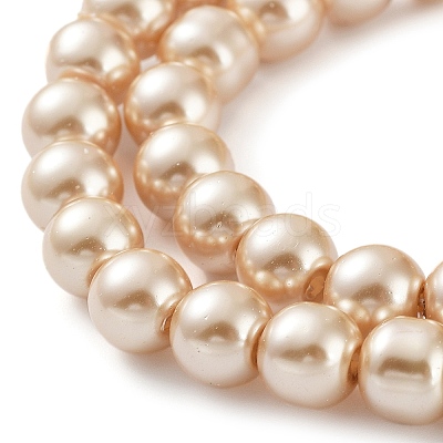 Baking Paint Pearlized Glass Pearl Round Bead Strands X-HY-Q330-8mm-42-1