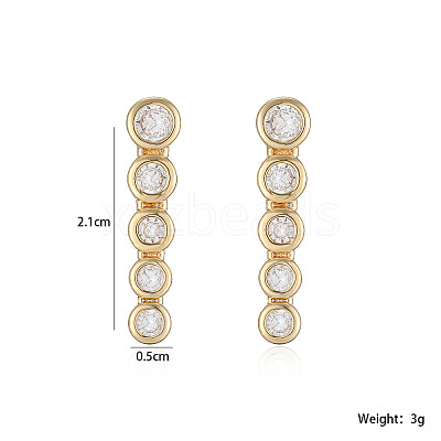 Brass Clear Cubic Zirconia Stud Earrings WGA7D61-01-1