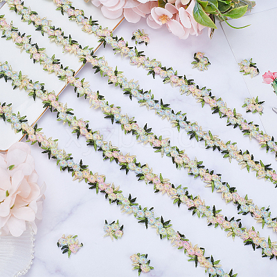 15 Yards Flower Polyester Embroidery Lace Ribbon OCOR-WH0070-77B-1