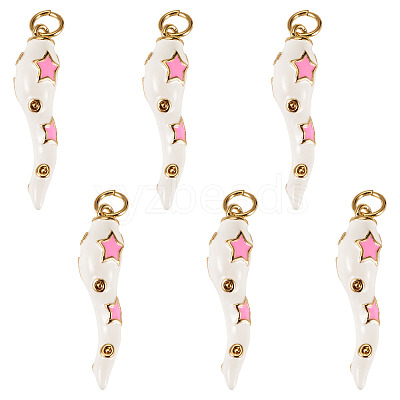 6Pcs Brass Enamel Pendants KK-SW0001-08C-1