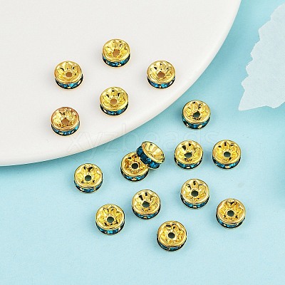 Brass Rhinestone Spacer Beads RB-A014-Z8mm-06G-1