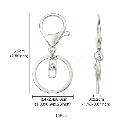 10Pcs Alloy Split Key Rings KK-YW0002-01P-1