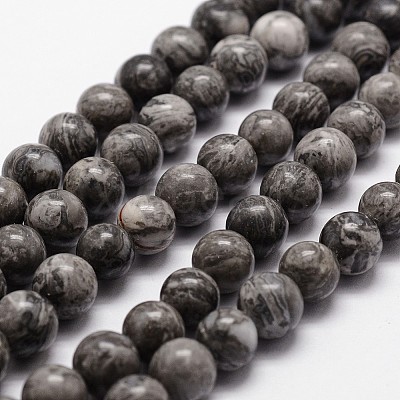 Natural Map Stone/Picasso Stone/Picasso Jasper Beads Strands G-G735-27-10mm-1