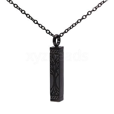 304 Stainless Steel Rectangle with Tree of Life Pendant Urn Ashes Necklaces NJEW-WH0036-030EB-1