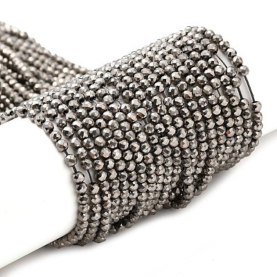 Electroplate Glass Beads Strands GLAA-H021-01B-FP12-1