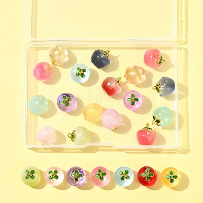 24Pcs 12 Colors Transparent Glass Apple Pendants DGLA-FS0001-15-1