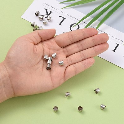 Platinum Iron Flower Bead Caps X-IFIN-015Y-N-1
